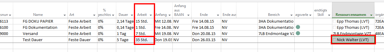 Dauer MS Project Berechnung