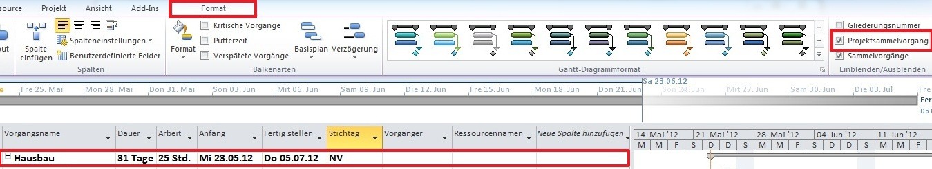 Projektsammelvorgang