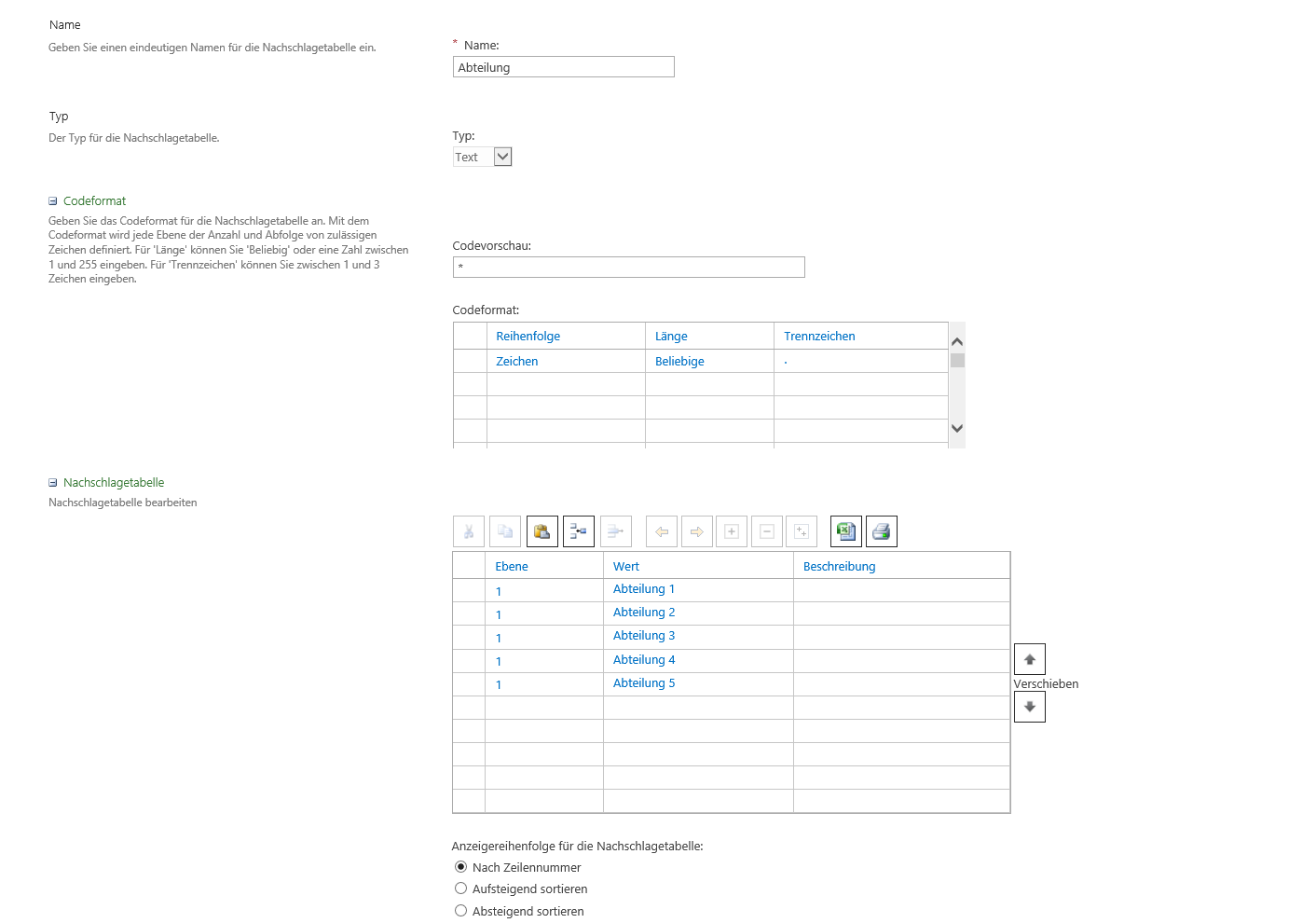 Informationen Nachschlagetabelle Project Server 2013