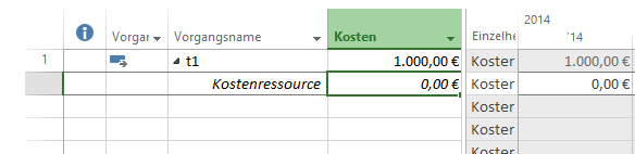 Kostenressource hat keine Zuordnung MS Projekt 2013