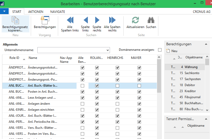 Berechtigungssatz nach Benutzergruppen in Microsoft Dynamics NAV