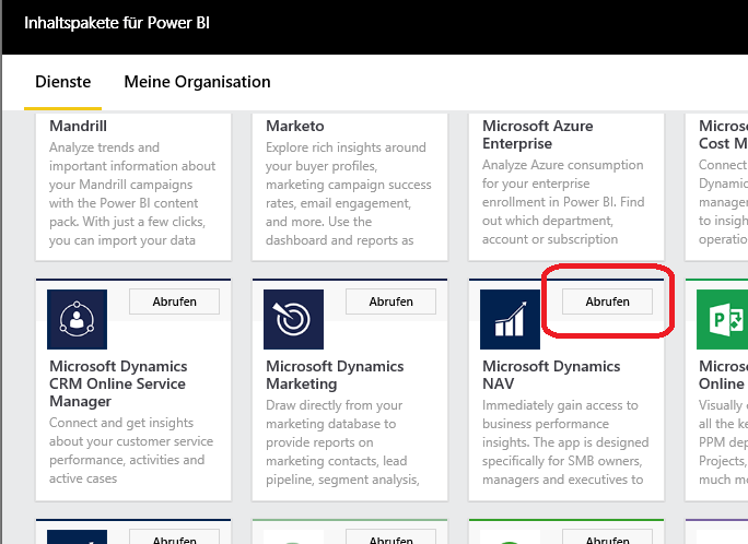 Power BI Inhaltspakete