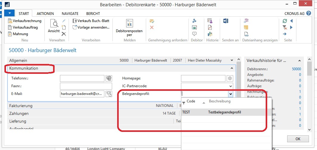 Debitoren Belegesendeprofil zuweisen