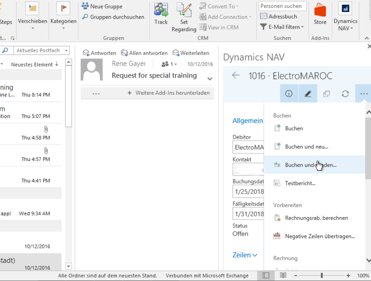 Outlook Integration in Dynamics NAV 2017