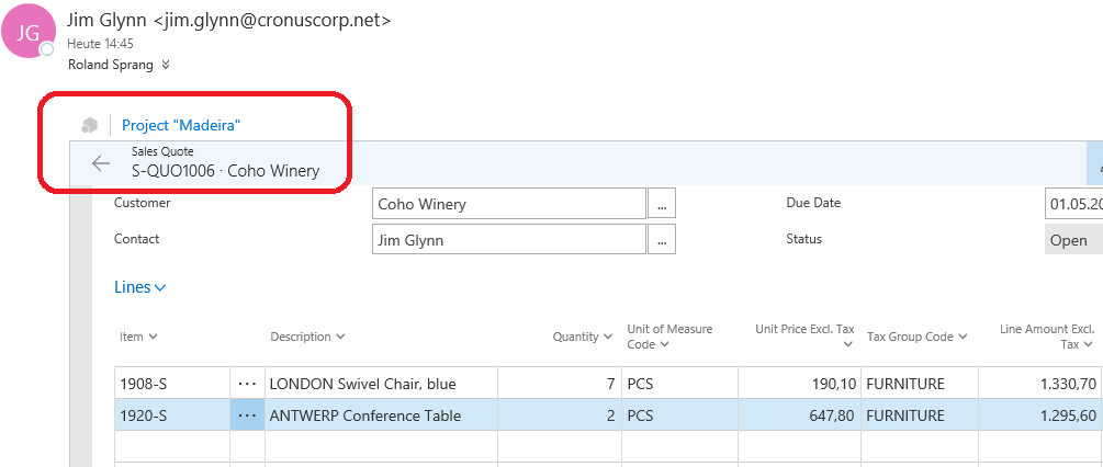 Project Madeira in Outlook 