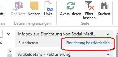 Einrichtung erforderlich