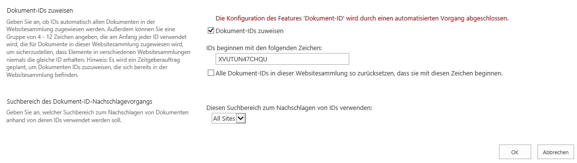 Dokument-ID-Einstellungen