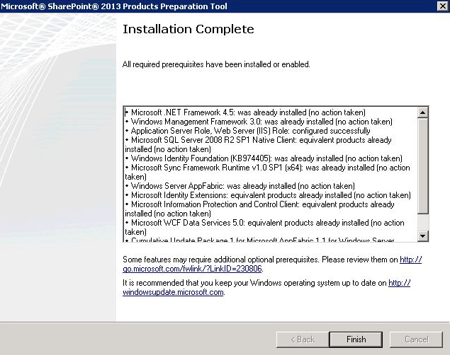 SharePoint Installationswizard Prerequirements Finish 02