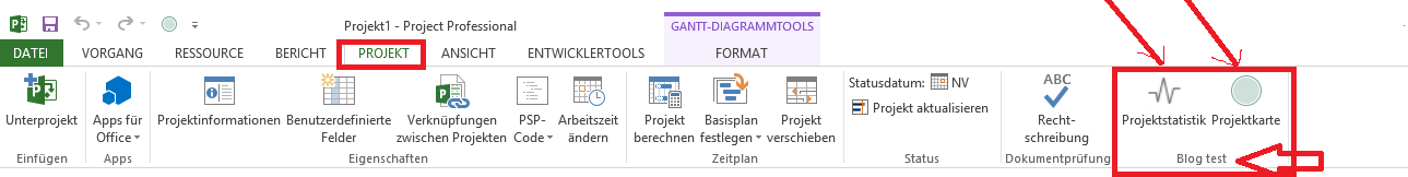 Anpassung des Menübands9  MS Project Professional 2013