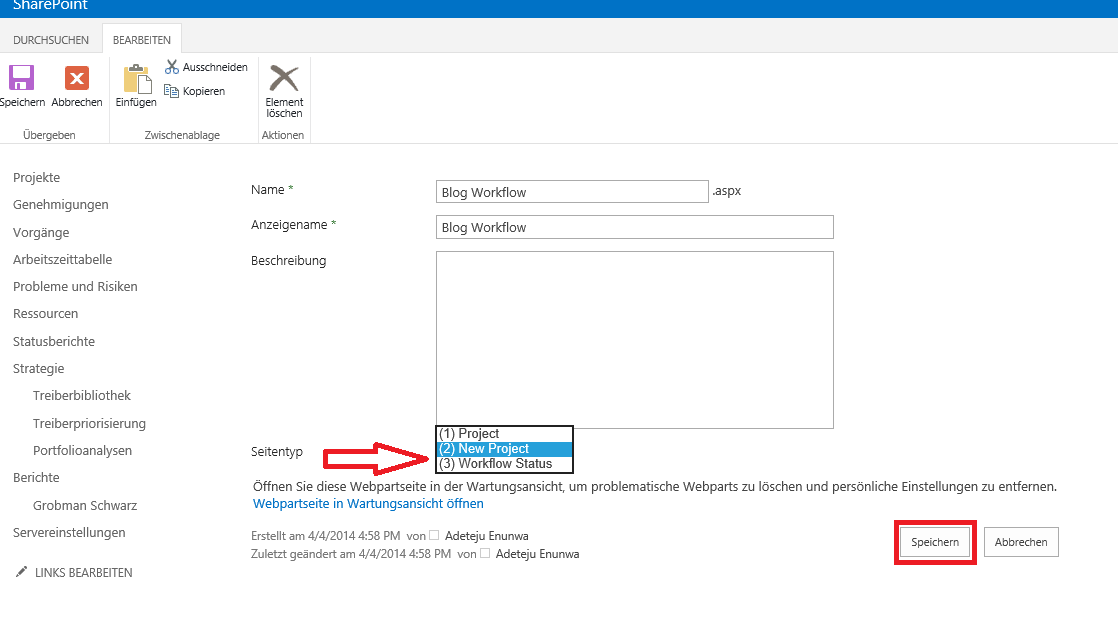 Das Konfigurieren einer Projektdetailseite 4