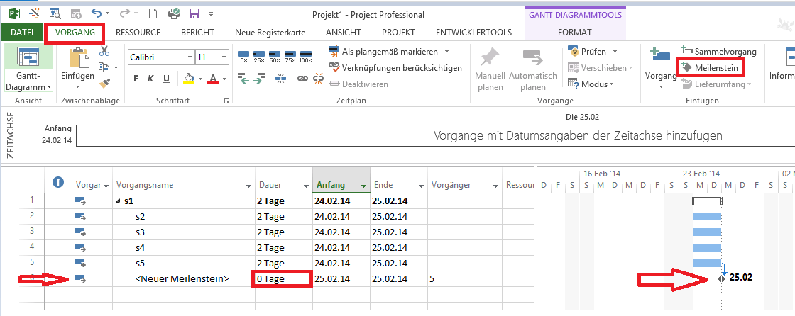 Der Meilenstein in Microsoft Project2