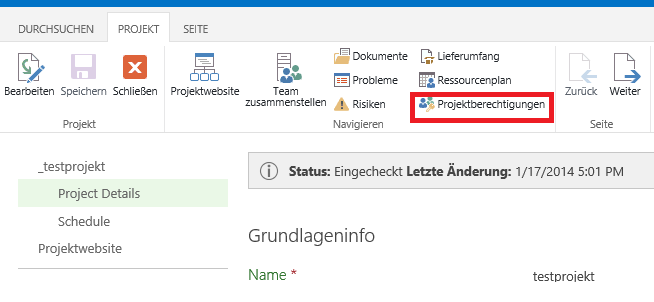 Projektberechtigungen