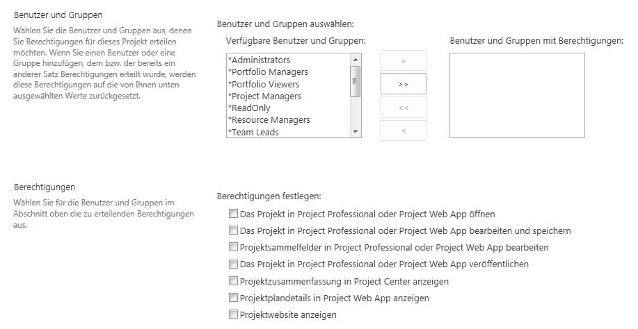 Projektberechtigungen