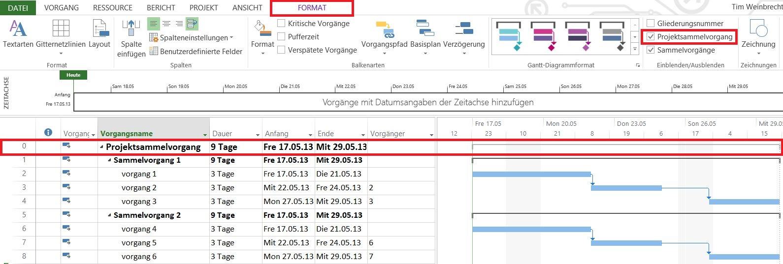 Projektsammelvorgang