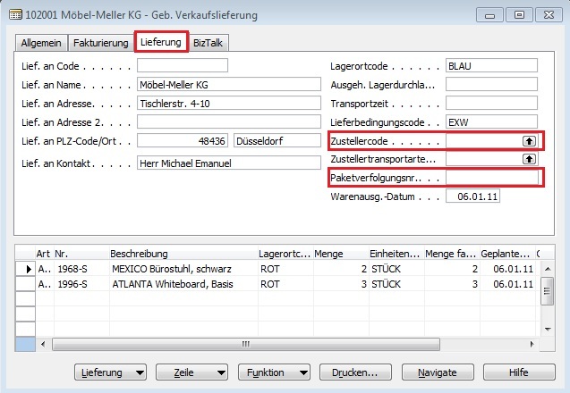 gebuchte_Verkaufslieferung_-_Zustellercode