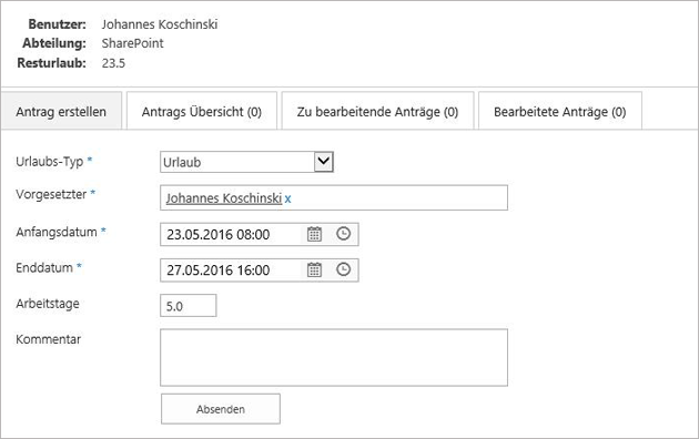 Antrag erstellen kl