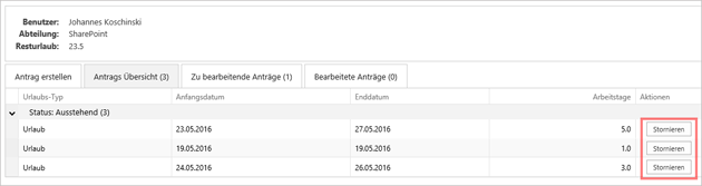 Antrag stornieren kl