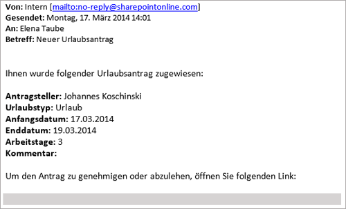 SharePoint neuer Urlaubsantrag kl