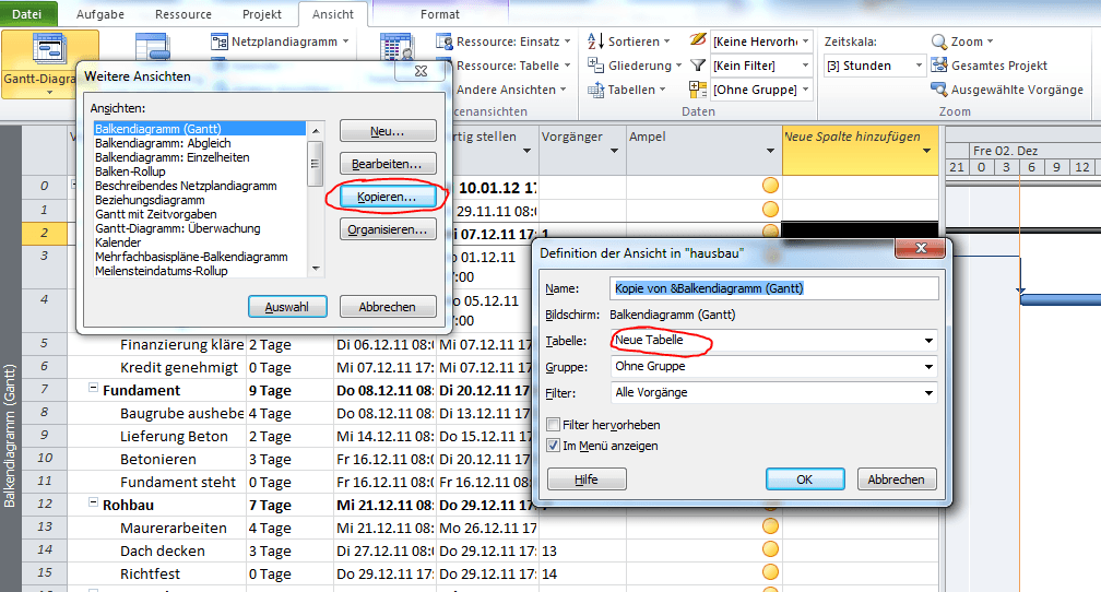 Client Ansicht kopieren